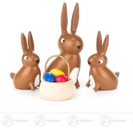 Ostern & Frühjahr Hasenfamilie mit Körbchen (4) Höhe ca 4,5 cm