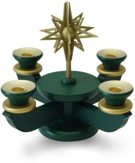 Adventsleuchter - unbestückt für 4 Pyramidenkerzen Grün - BxHxT 20x18x20cm