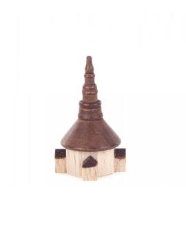 Miniaturkirche – detailreich und naturfarben mit braunem Dach, inspiriert von Seiffener Tradition – 