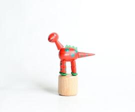 Holzspielzeug Wackelfigur Dinosaurier rot Höhe=9cm Wackelfigur Dinosaurier rot