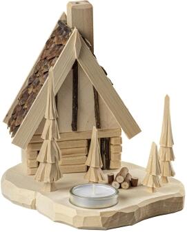 Räucherhaus – detailreiche Finnhütte mit warmen Holztönen, handgefertigt – für Teelicht – BxHxT = 17