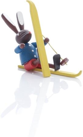 Osterfiguren - Osterhase Sturzhase mit Ski Bunt - Ansicht Vorne - Verschiedene Hasen