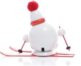 Räucherfigur - Räucherschneeball auf roten Ski mit Mütze - Ansicht Hinten - Für Wintersportfreunde