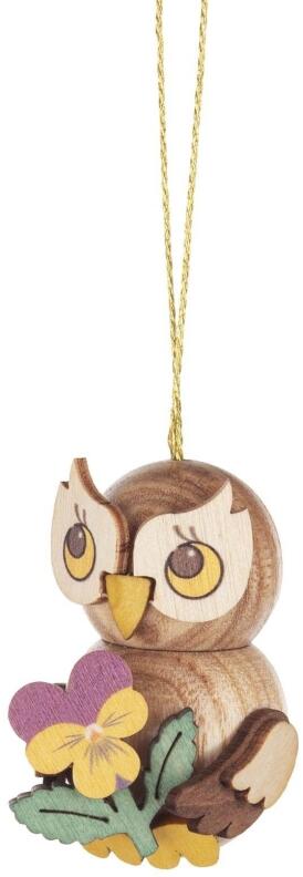 Christbaumschmuck Eulenkind mit Blume BxHxT 3x4,5x3cm