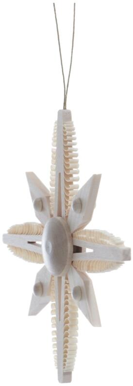 Christbaumschmuck - Spanstern „natur“ 4 gestochenen geschlitzten Bäumchen & 4 Holzsegmente - Ansicht