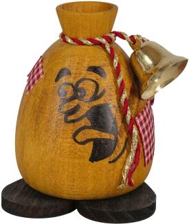 Räucherfigur – humorvoller Quatsch-Sack mit Gesicht, Glöckchen und Kordel – BxHxT 6 x 9 x 6 cm