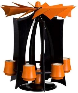 Schwebepyramide – modernes Design in Anthrazit und Orange, filigran und schwebend – BxHxT = 30,5 x