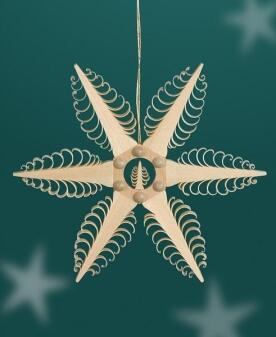 Christbaumschmuck – filigraner Spanstern mit kunstvollen Spanbäumen, naturbelassenes Lindenholz -