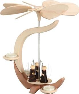 Weihnachtspyramide – Engel C-Form braun drehbar modern – BxHxT ca. 27x30x27 cm
