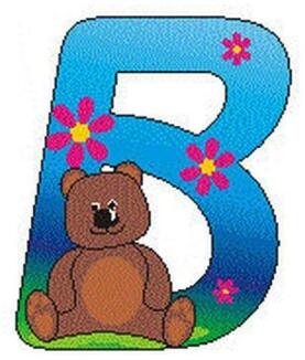 Holzdekoration farbenfroher Buchstabe B mit Teddybär und bunten Blumen von Hess Holz Spielzeug, 6 cm