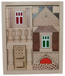 Holzspielzeug - kreativer Baukasten Residenz mit 49 Teilen - BxHxT 20x16x5cm
