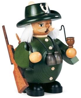 Räuchermann – toller Förster mit Pfeife und Gewehr aus Holz von Kleinkunst aus dem Erzgebirge®, grün