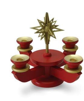 Adventsleuchter - unbestückt für 4 Pyramidenkerzen Rot - BxHxT 20x18x20cm