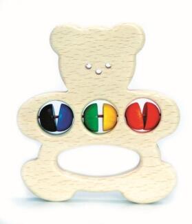 Babyspielzeug – liebevoll gestalteter Greifring mit farbenfrohen Perlen – BxHxT 8 x 9 x 1.8 cm