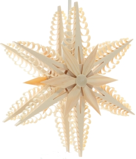 Spanstern doppelt el. Beleuchtet Mitte Kieferstern - Ansicht Vorne - Hergestellt im Erzgebirge