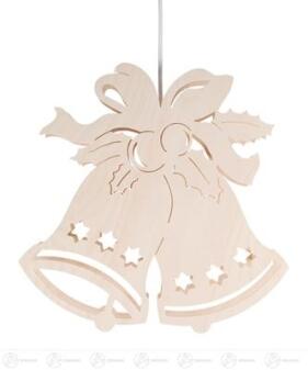 Fensterschmuck Fensterbild Glocken mit Schleife, elektr. Beleuchtung Breite x Höhe ca 32 cmx32 cm