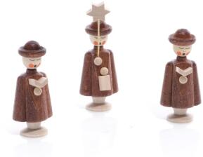 Miniaturfiguren - 3 Seiffener Kurrendefiguren mit Buch und Stern Natur -Ansicht 1 - Hergestellt im