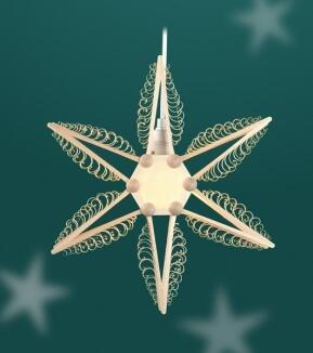 Fensterschmuck – doppellter Spanstern mit elektrischer Beleuchtung, naturbelassenes Lindenholz – ca.