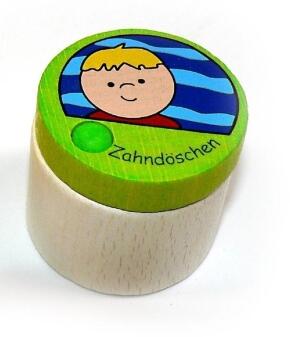 Holzdose – bunte Aufbewahrung für Milchzähne aus Buchenholz – BxHxT 4 x 3,5 x 4 cm
