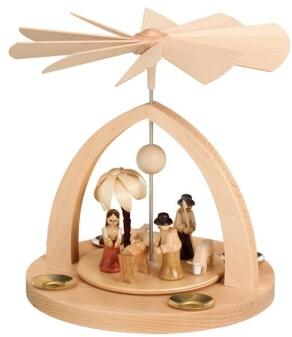 Teelichtpyramide – Christi Geburt natur – BxHxT ca. 20x23x20 cm