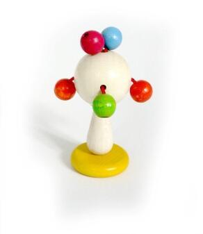 Babyspielzeug – farbenfrohes Klapperbäumchen mit bunten Perlen – BxHxT 6 x 11 x 5 cm