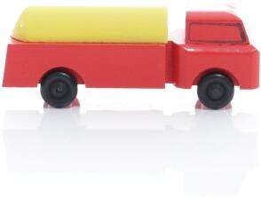 Holzspielzeug - Miniaturfahrzeug Lastenauto Tankauto Bunt - Ansicht Rechts - Räder drehen sich
