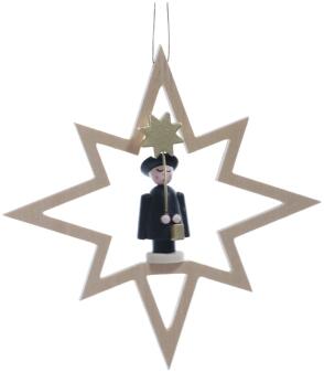 Christbaumschmuck - Holzstern mit Kurrendesänger und Stern - BxHxT 12,5x12,5x2cm