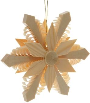 Christbaumschmuck – filigraner Spanstern mit Holzsegmenten, naturbelassenes Lindenholz - BxHxT