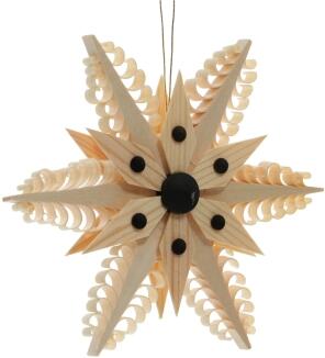 Christbaumschmuck – filigraner Spanstern mit Holzsegmenten und Halbkugeln, naturbelassenes Holz –