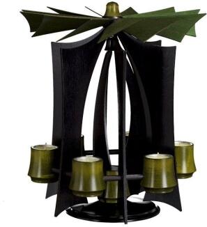 Schwebepyramide – filigranes Design mit moosgrünen Flügeln und anthrazitfarbenem Gestell, sechs