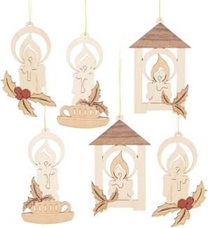 Christbaumschmuck Kerzen 6er-Set natur Höhe 8cm
