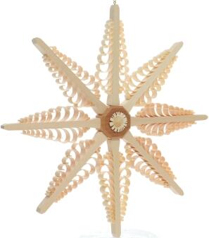 Fensterschmuck - Spanstern mit 8 Bäumchen - Mitte mit Rosette Beidseitig - Natur - BxHxT 28x28x5cm