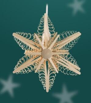 Fensterschmuck - filigraner doppelter Spanstern mit elektrischem Licht und kleinem Spanstern,