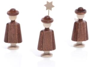 Miniaturfiguren - 3 Seiffener Kurrendefiguren mit Buch und Stern Natur - Ansicht 3 - eignet sich