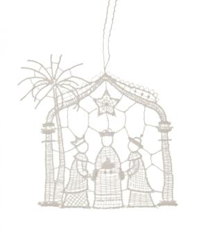 Baumbehang Heilige 3 Könige Plauener Spitze BxHxT 9x9x0,1cm