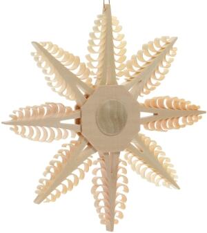 Christbaumschmuck – Filigraner, handgefertigter Spanstern mit acht Spanbäumen und beidseitiger
