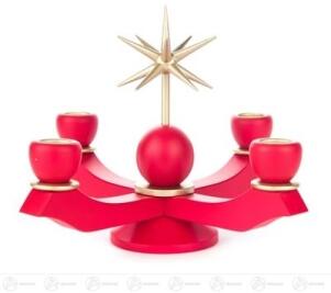 Adventsleuchter mit Stern, rot, für Kerzen d=20mm Breite x Höhe x Tiefe 19,5 cmx17 cmx19,5 cm
