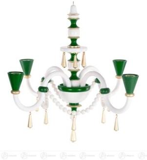 Raumschmuck Erzgebirgische Leuchterspinne grün-weiß, für Kerzen d=14mm Breite x Höhe x Tiefe 34