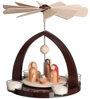 Pyramide – Moderne, handgefertigte Tischpyramide Christi Geburt in Braun – BxHxT ca. 20,5 x 22 x 20 