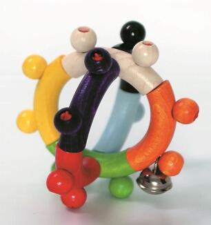 Babyspielzeug – bunte, fantasievolle Rassel mit Perlen und Glöckchen – BxHxT 8 x 8 x 6 cm