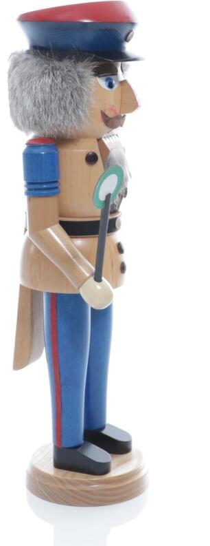 Weihnachtsfigur - Nußknacker Eisenbahner mit Kelle und Pfeife - Ansicht Rechts - Kann richtige Nüsse