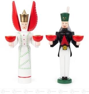 Figurenset – liebevoll gestalteter Engel und Bergmann mit getupfter Schürze, für Kerzen Ø 14 mm,