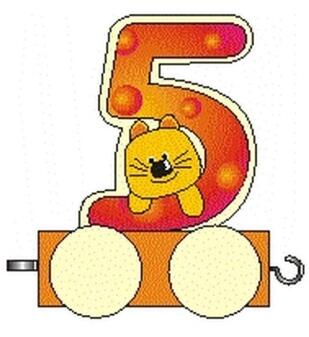 Holzdekoration – bunte Ziffer 5 mit tollem Tiermotiv – BxHxT 5x7x3 cm