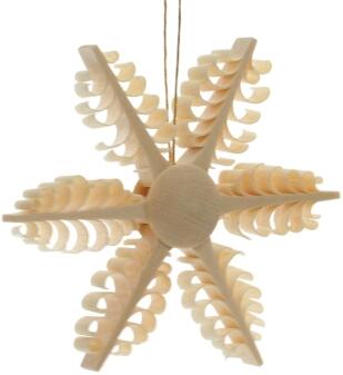 Christbaumschmuck – Filigraner, handgefertigter Spanstern mit sechs gestochenen Bäumchen – BxHxT ca.