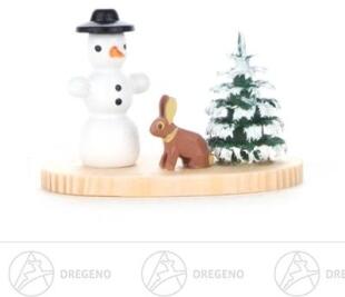 Weihnachtliche Miniatur Schneemann und Hase Breite x Höhe x Tiefe 3 cmx2 cmx1,5 cm