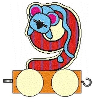 Holzdekoration – farbenfrohe Ziffer 9 mit niedlichem Tiermotiv – BxHxT 5x7x3 cm