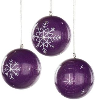 Christbaumschmuck Weihnachtsbaumkugeln lila mit Kristallen Höhe 4cm