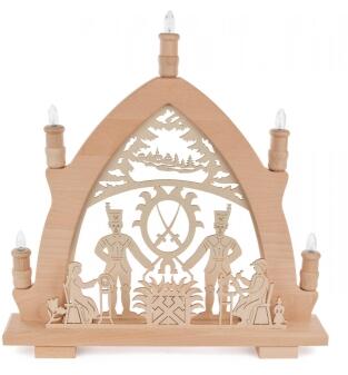 Fensterbild elektrisch Leuchterbogen, Motiv Bergmann BxHxT 42x43x6cm