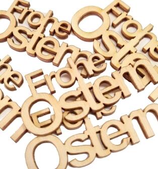 Streudeko – naturbelassene Schriftzüge aus Holz Frohe Ostern vielseitig dekorativ – BxHxT 8 x 12,5 x