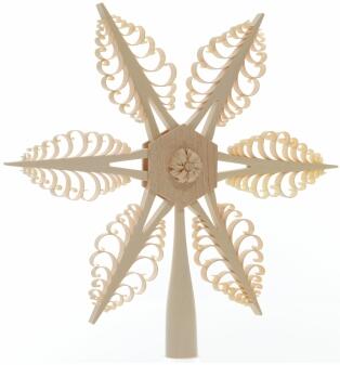 Christbaumschmuck – Handgefertigte Christbaumspitze mit sechs Spanbäumen und Rosetten – BxHxT ca.